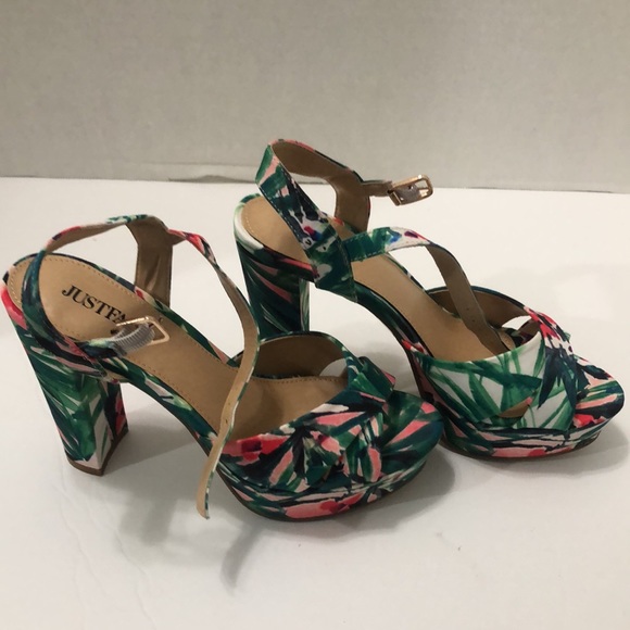 Just Fab floral tropical open toe heels - Picture 2 of 3